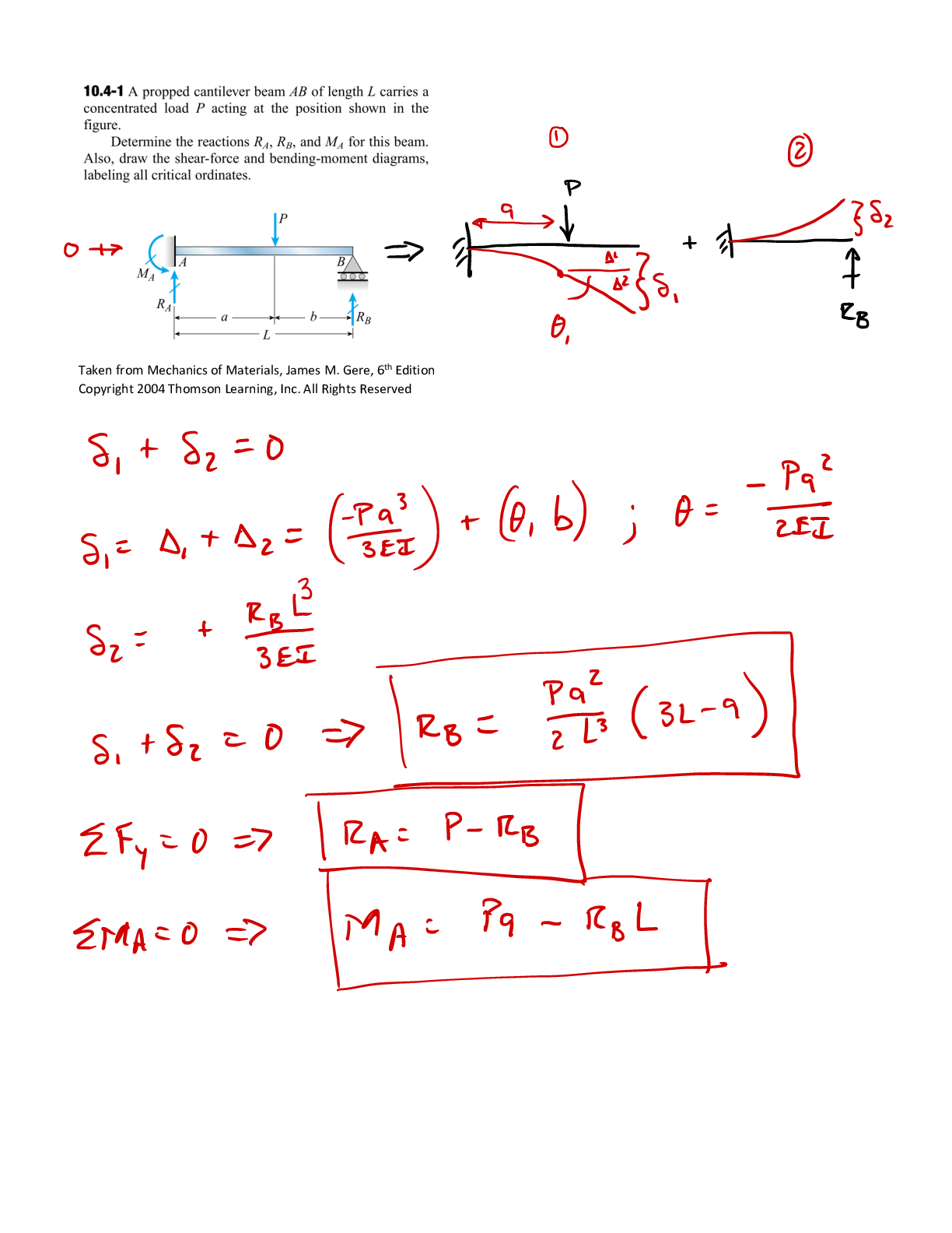 Beam Displacements via Superposition problem 3 solution