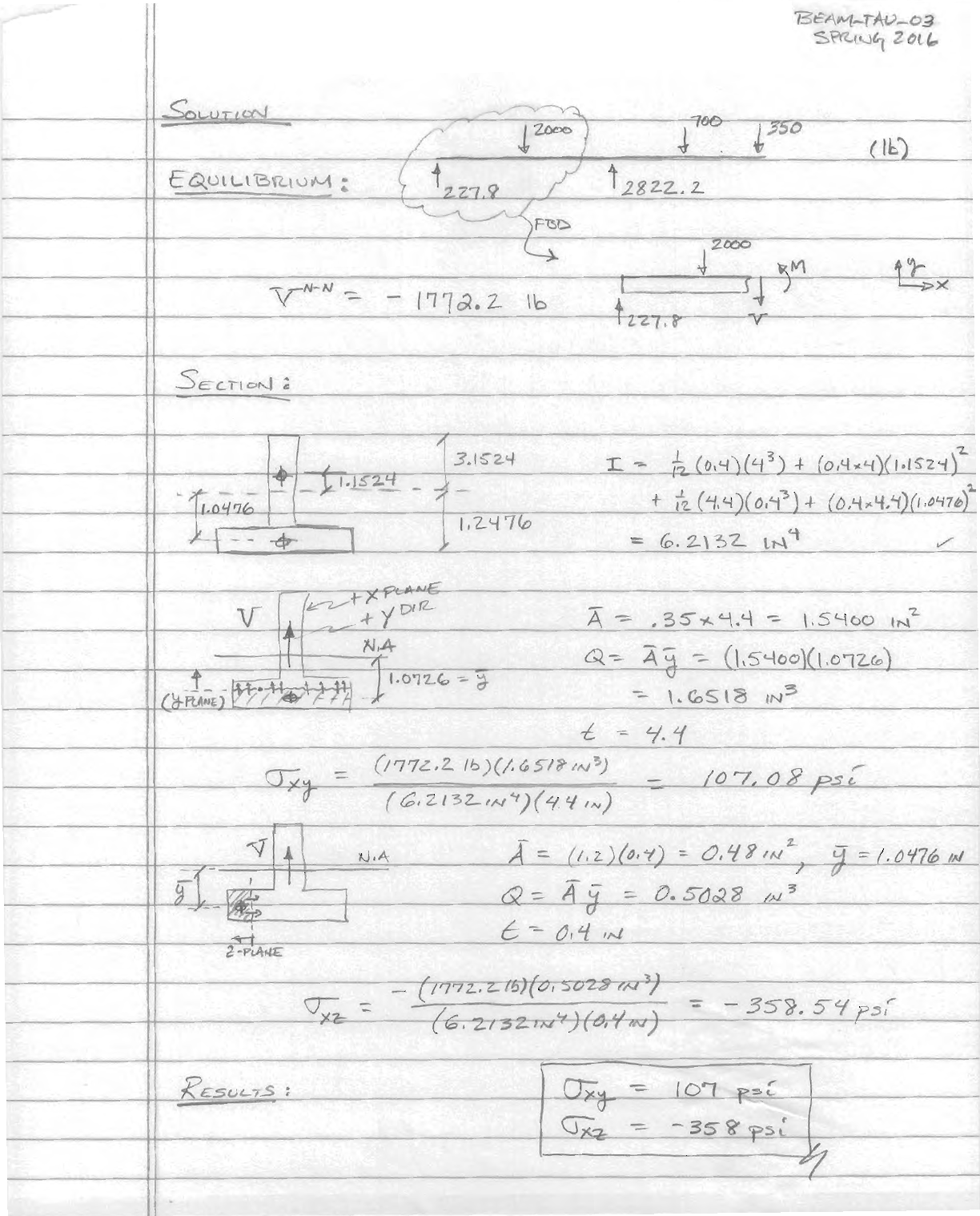 Beams: Shear Stress quiz 3 solution